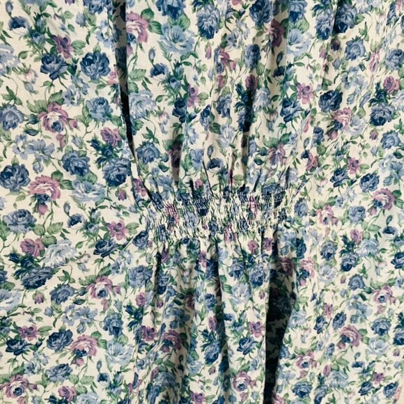 Romy Blue Purple Vintage Floral Crochet Feminine Button Up Sleeveless Top | XL - Picture 6 of 6